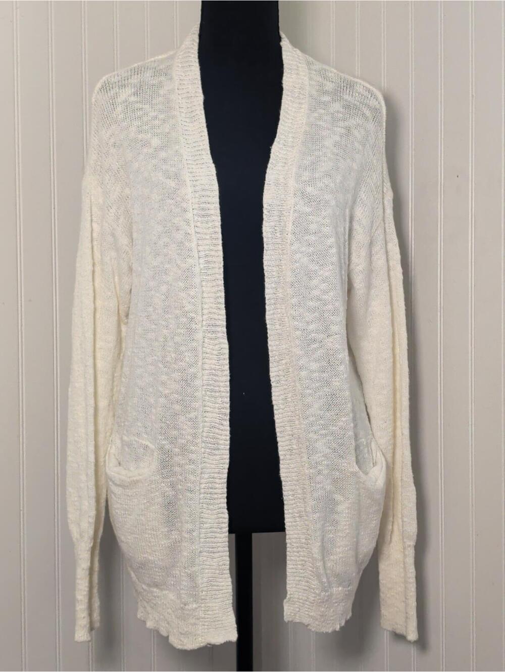 Roxy Women's White Open Front Knit Cardigan XS